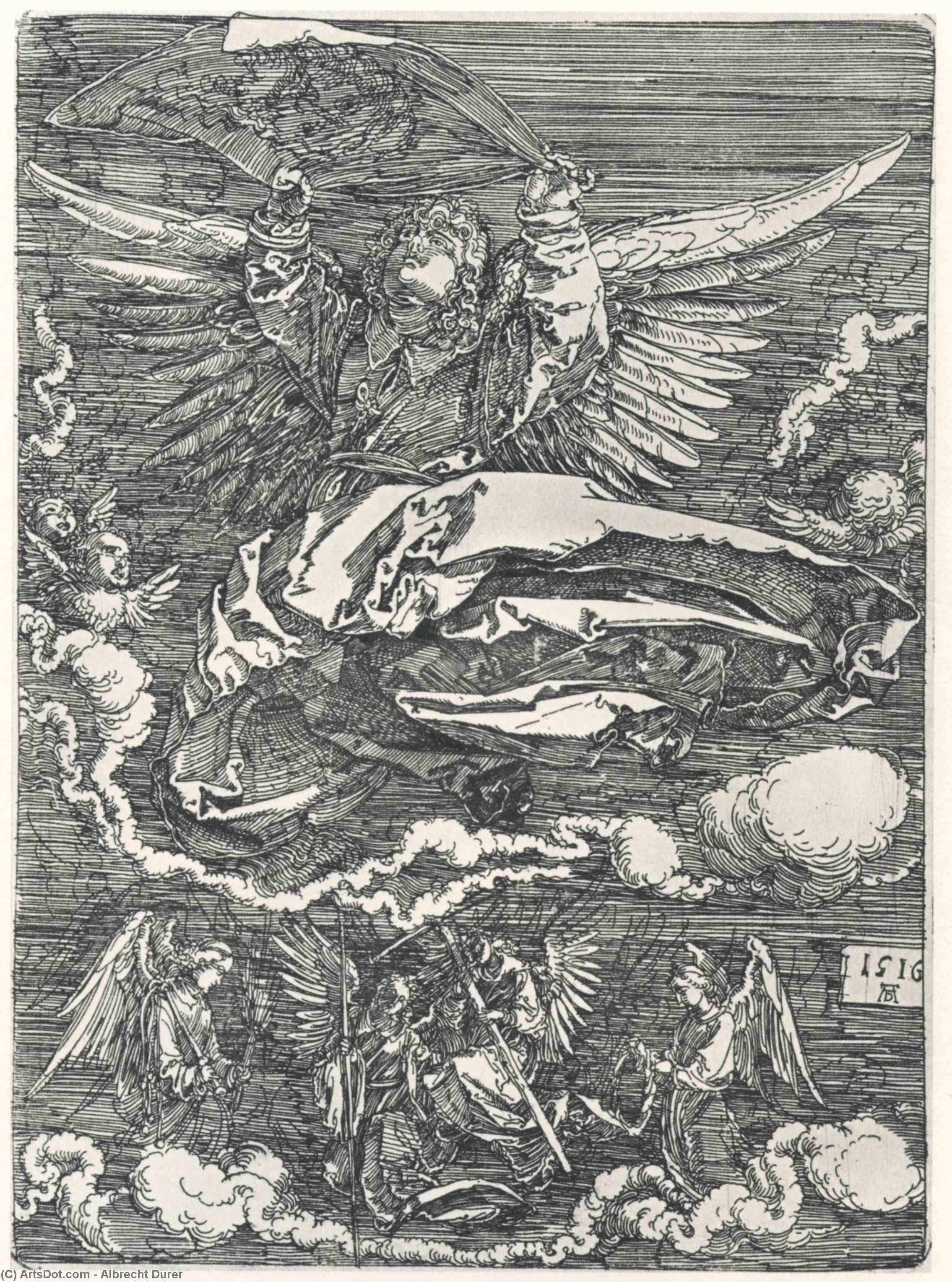 Wikioo.org – L'Enciclopedia delle Belle Arti - Pittura, Opere di Albrecht Durer - Sudario Spread Out di un angelo