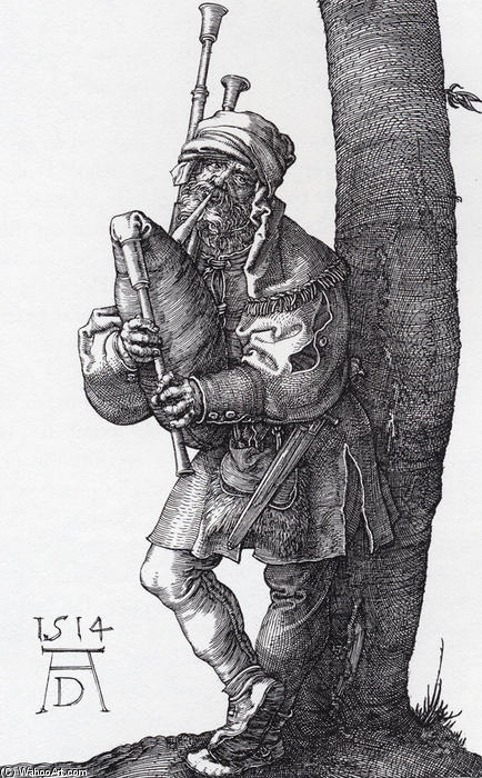 WikiOO.org - Encyclopedia of Fine Arts - Maleri, Artwork Albrecht Durer - The Bagpiper