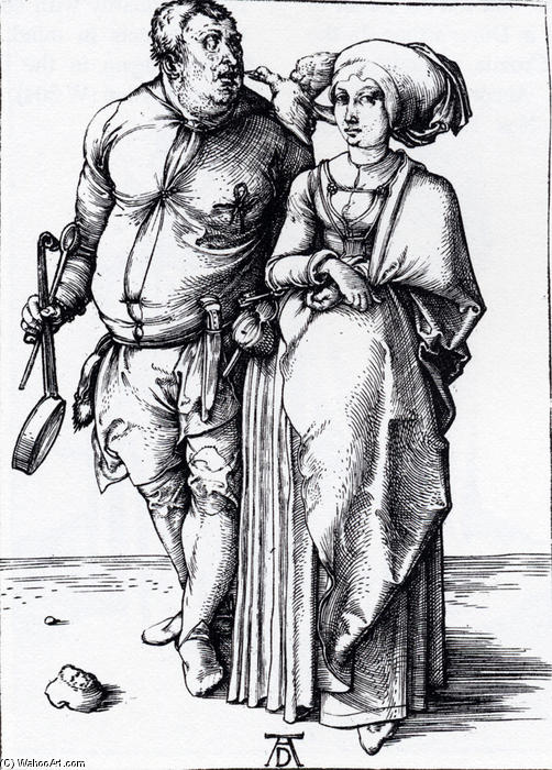 WikiOO.org - אנציקלופדיה לאמנויות יפות - ציור, יצירות אמנות Albrecht Durer - The Cook And His Wife