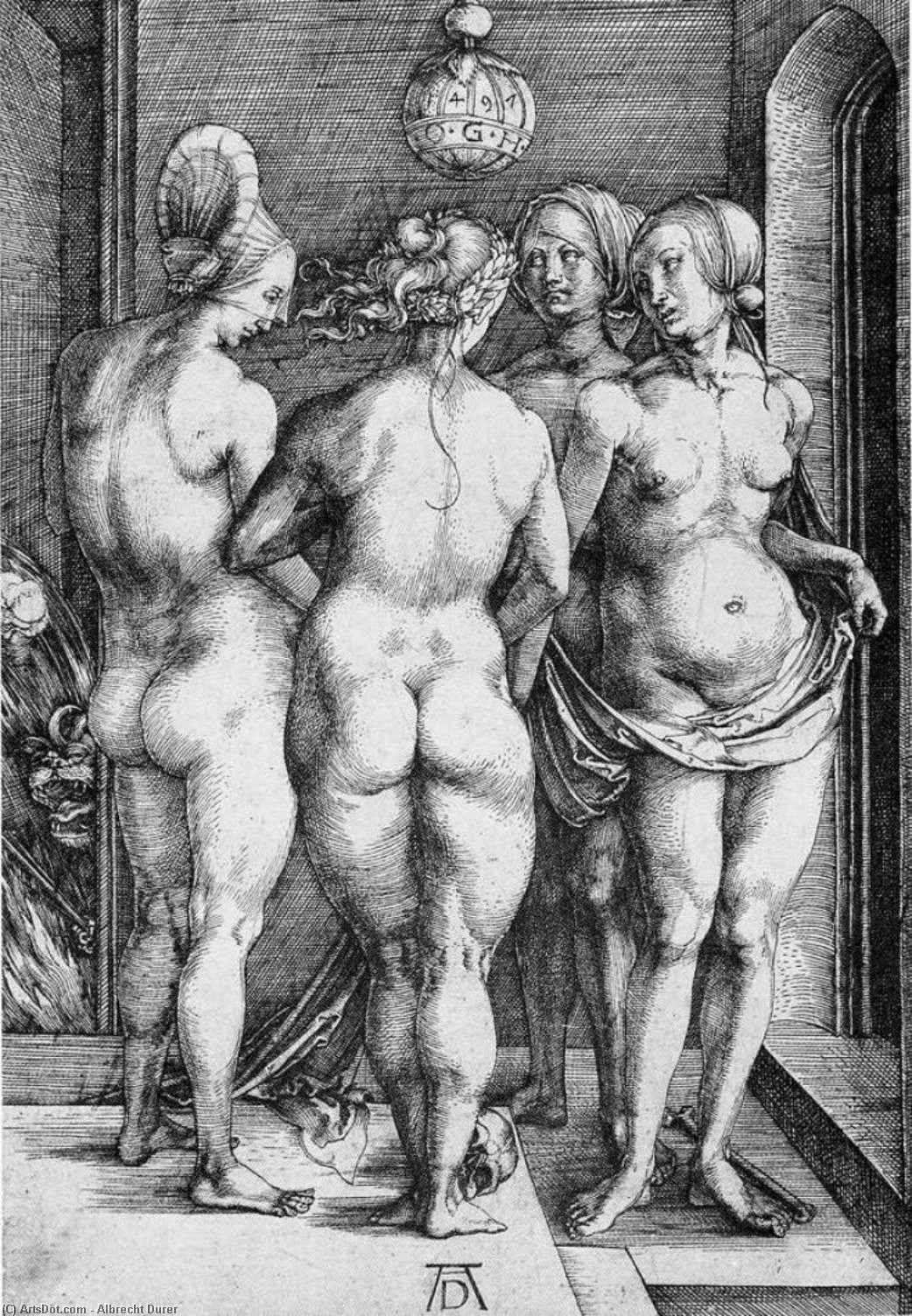 WikiOO.org - Encyclopedia of Fine Arts - Lukisan, Artwork Albrecht Durer - The Four Witches