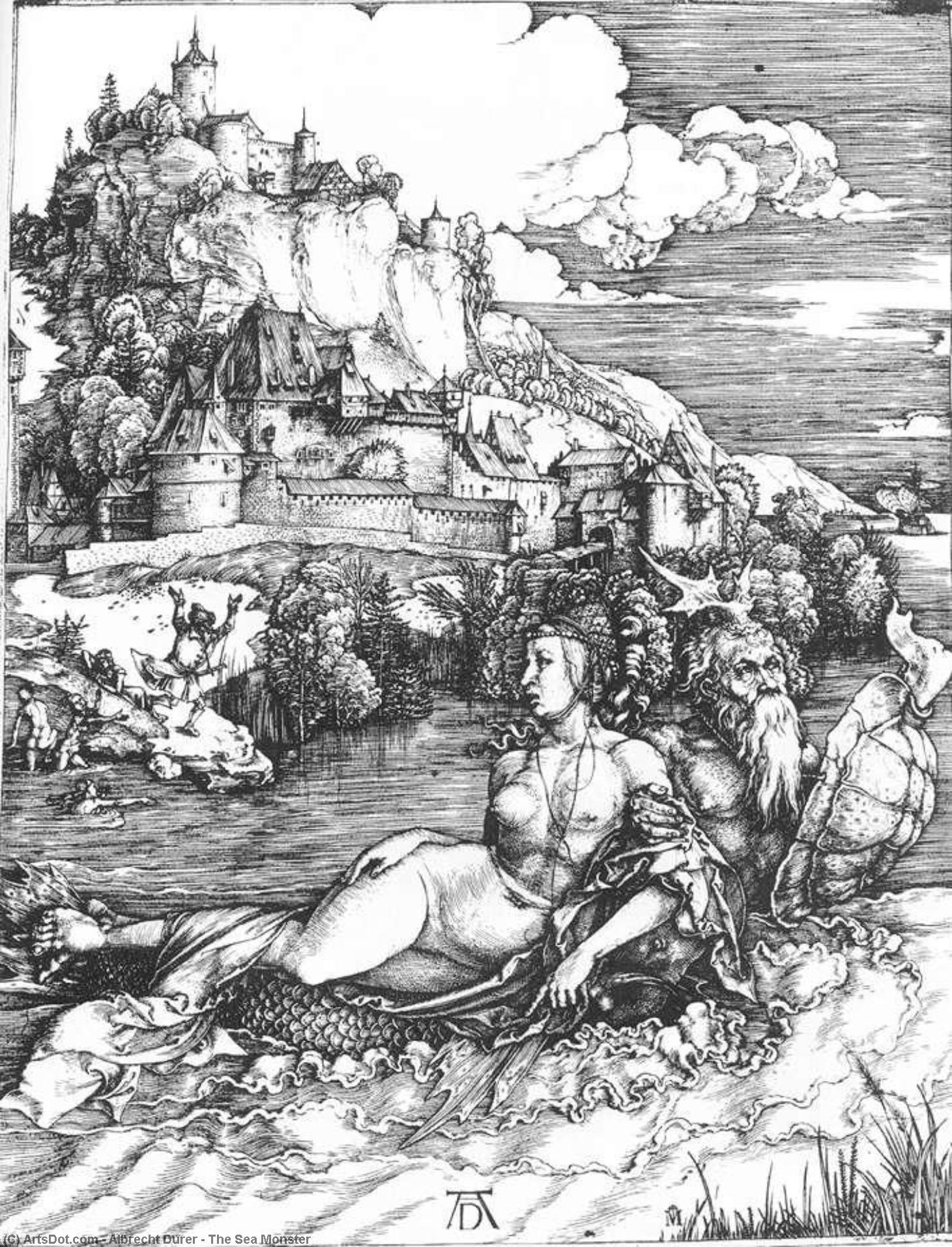 Wikioo.org – La Enciclopedia de las Bellas Artes - Pintura, Obras de arte de Albrecht Durer - el mar monstruo