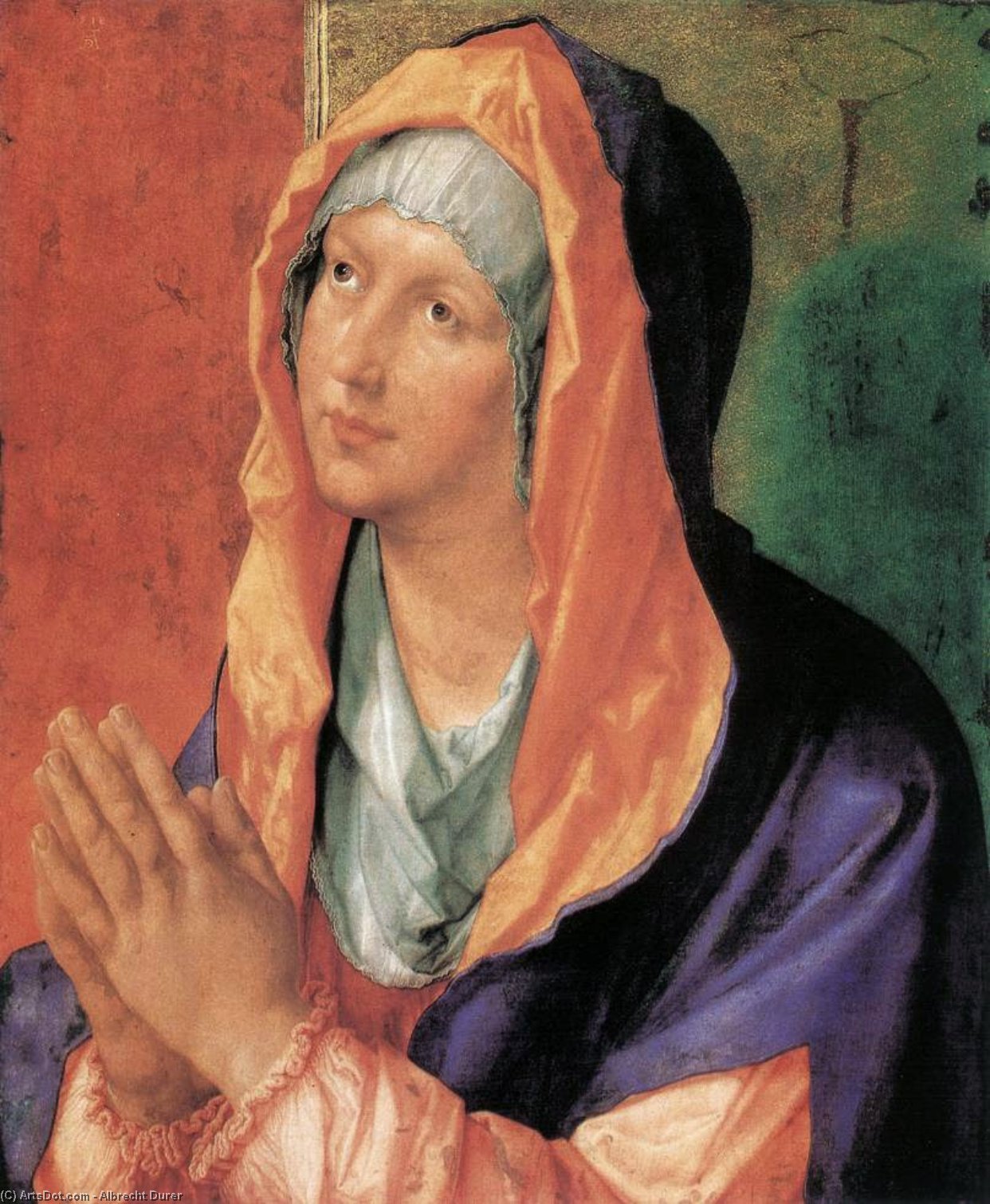 Wikioo.org – La Enciclopedia de las Bellas Artes - Pintura, Obras de arte de Albrecht Durer - la virgen maría in la oración