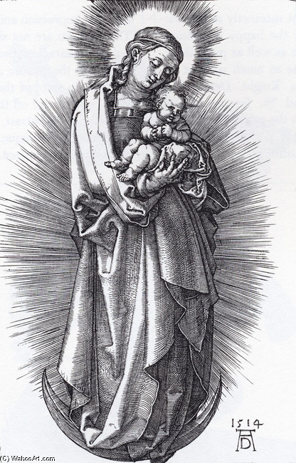 Wikioo.org - สารานุกรมวิจิตรศิลป์ - จิตรกรรม Albrecht Durer - The Virgin On The Crescent With A Diadem