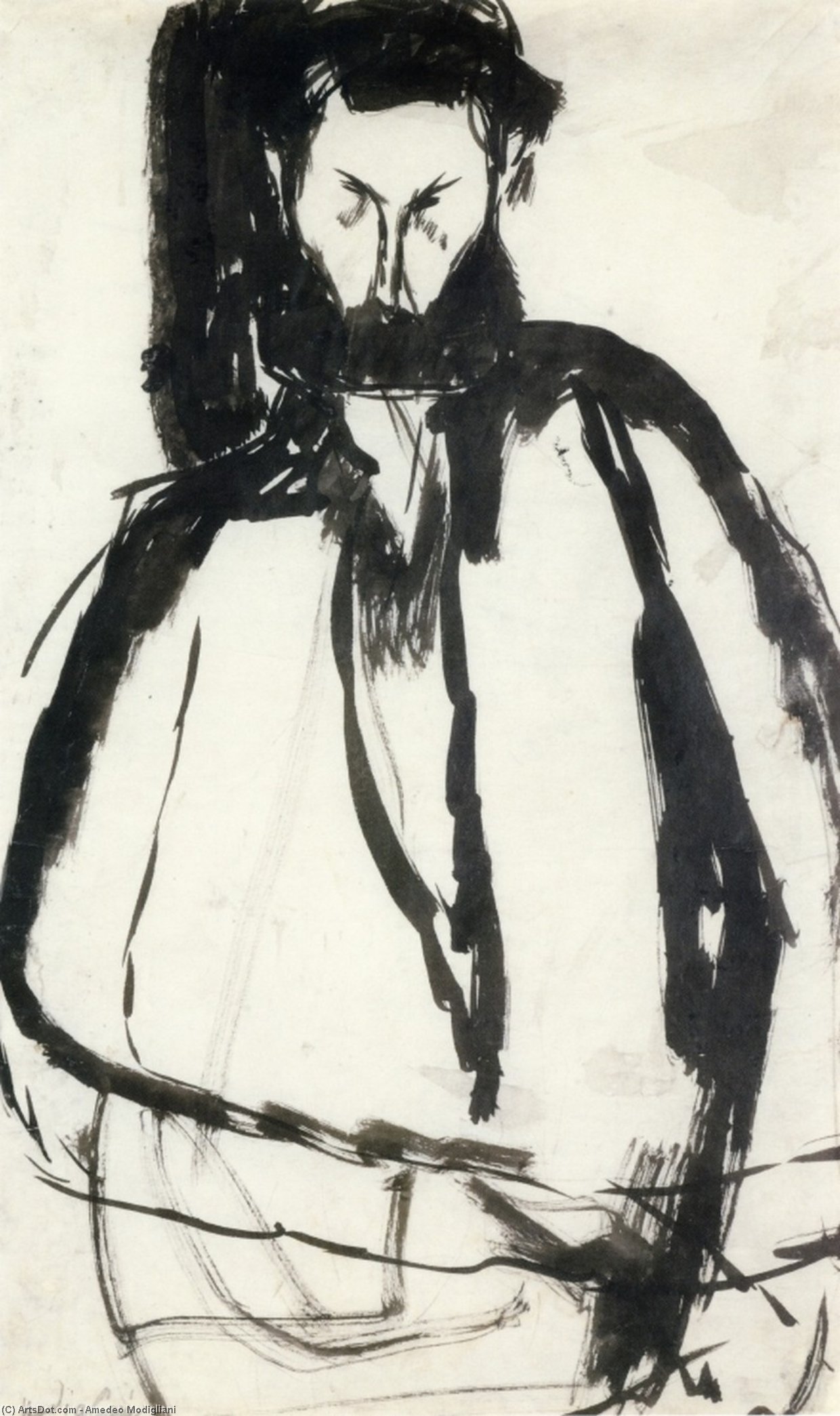 WikiOO.org - Энциклопедия изобразительного искусства - Живопись, Картины  Amedeo Modigliani - Бородатый мужчина