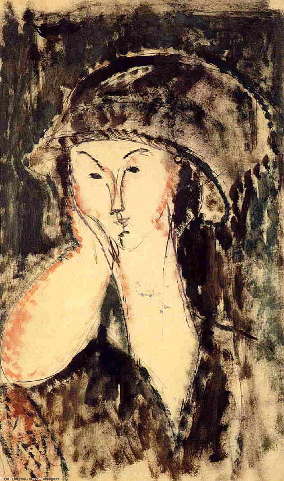 WikiOO.org – 美術百科全書 - 繪畫，作品 Amedeo Modigliani - 比阿特丽斯黑斯廷斯扶着她的手肘