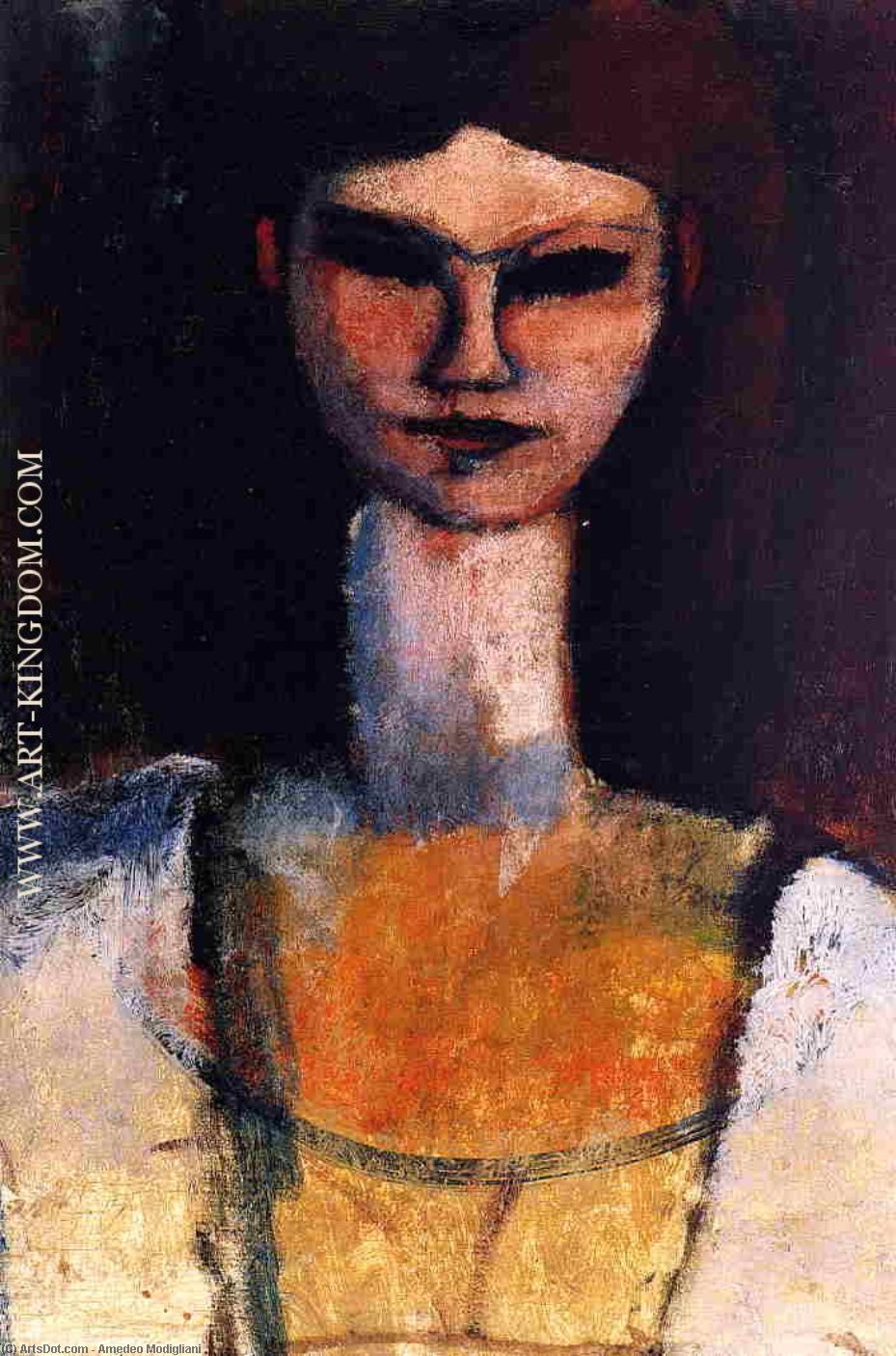 Wikioo.org - The Encyclopedia of Fine Arts - Painting, Artwork by Amedeo Modigliani - Bust of a Young Woman
