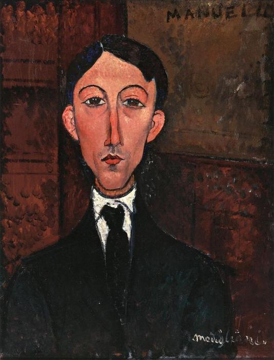 Wikioo.org - The Encyclopedia of Fine Arts - Painting, Artwork by Amedeo Modigliani - Bust of Manuel Humbert