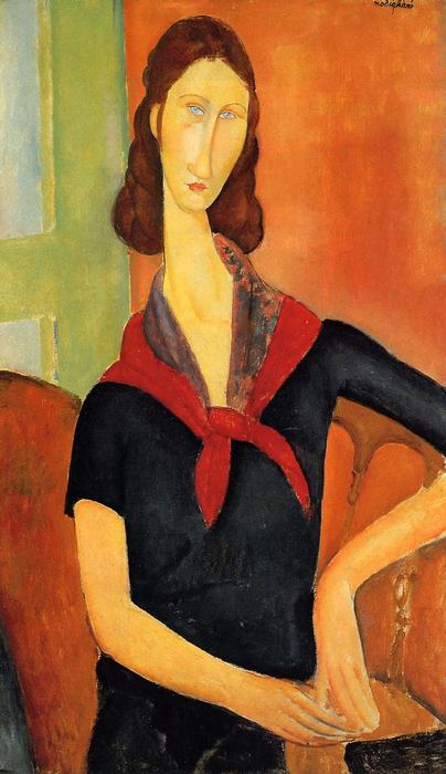 Wikioo.org - The Encyclopedia of Fine Arts - Painting, Artwork by Amedeo Modigliani - Jeanne Hebuterne in a Scarf