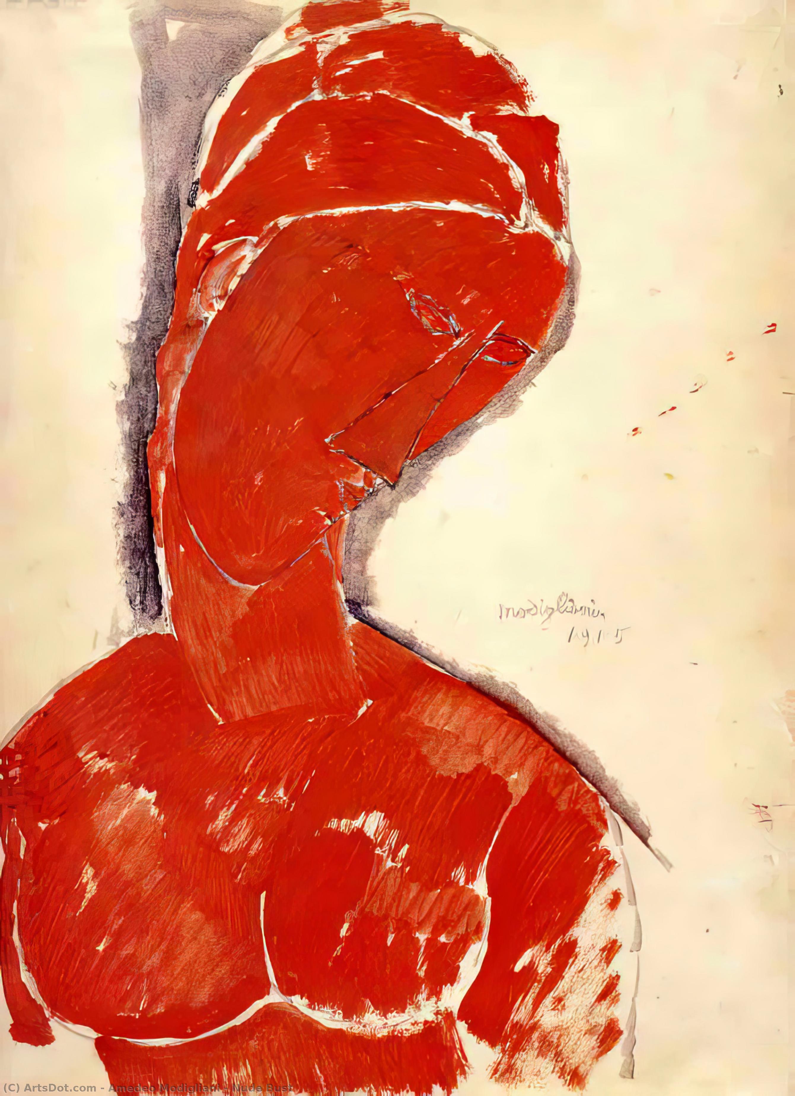 WikiOO.org - Encyclopedia of Fine Arts - Maalaus, taideteos Amedeo Modigliani - Nude Bust