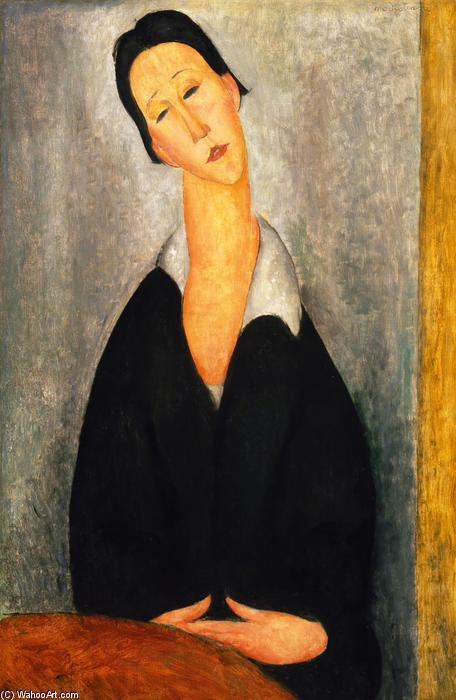 Wikoo.org - موسوعة الفنون الجميلة - اللوحة، العمل الفني Amedeo Modigliani - Portrait of a Polish Woman