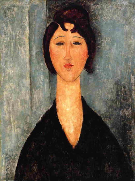 Wikioo.org - The Encyclopedia of Fine Arts - Painting, Artwork by Amedeo Modigliani - Portrait of a Young Woman