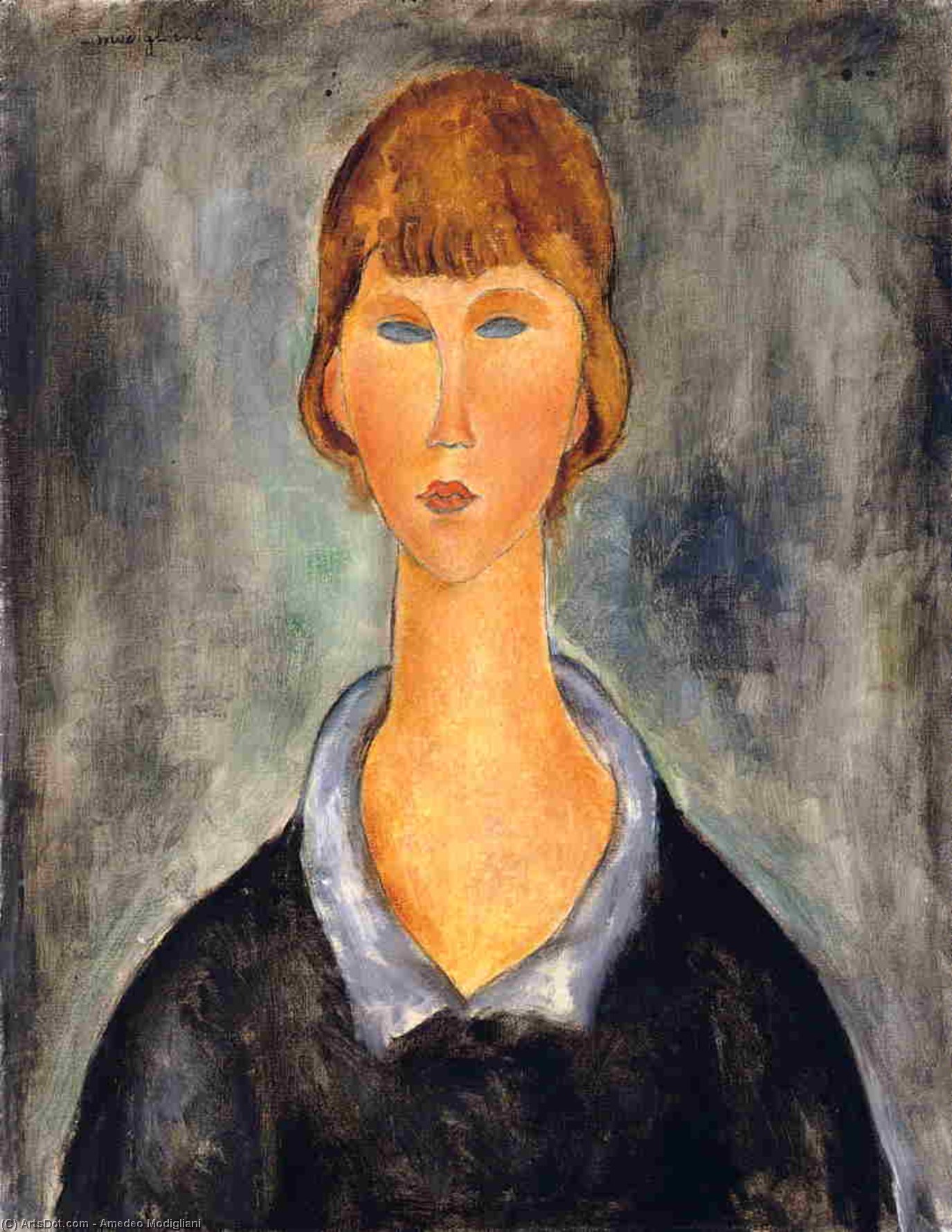 Wikioo.org – L'Enciclopedia delle Belle Arti - Pittura, Opere di Amedeo Modigliani - Ritratto di una donna giovane