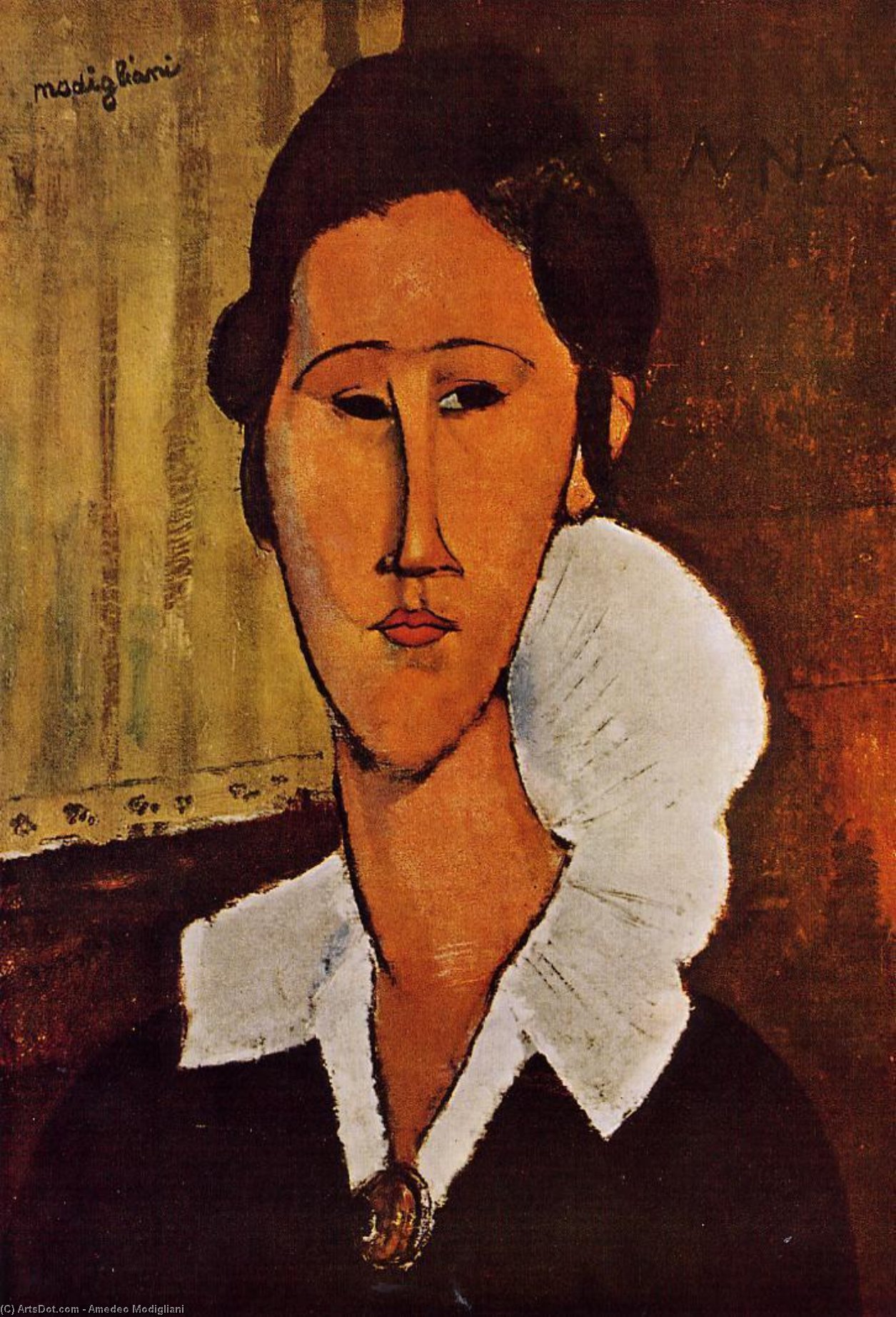 WikiOO.org - Enciklopedija dailės - Tapyba, meno kuriniai Amedeo Modigliani - Portrait of Anna