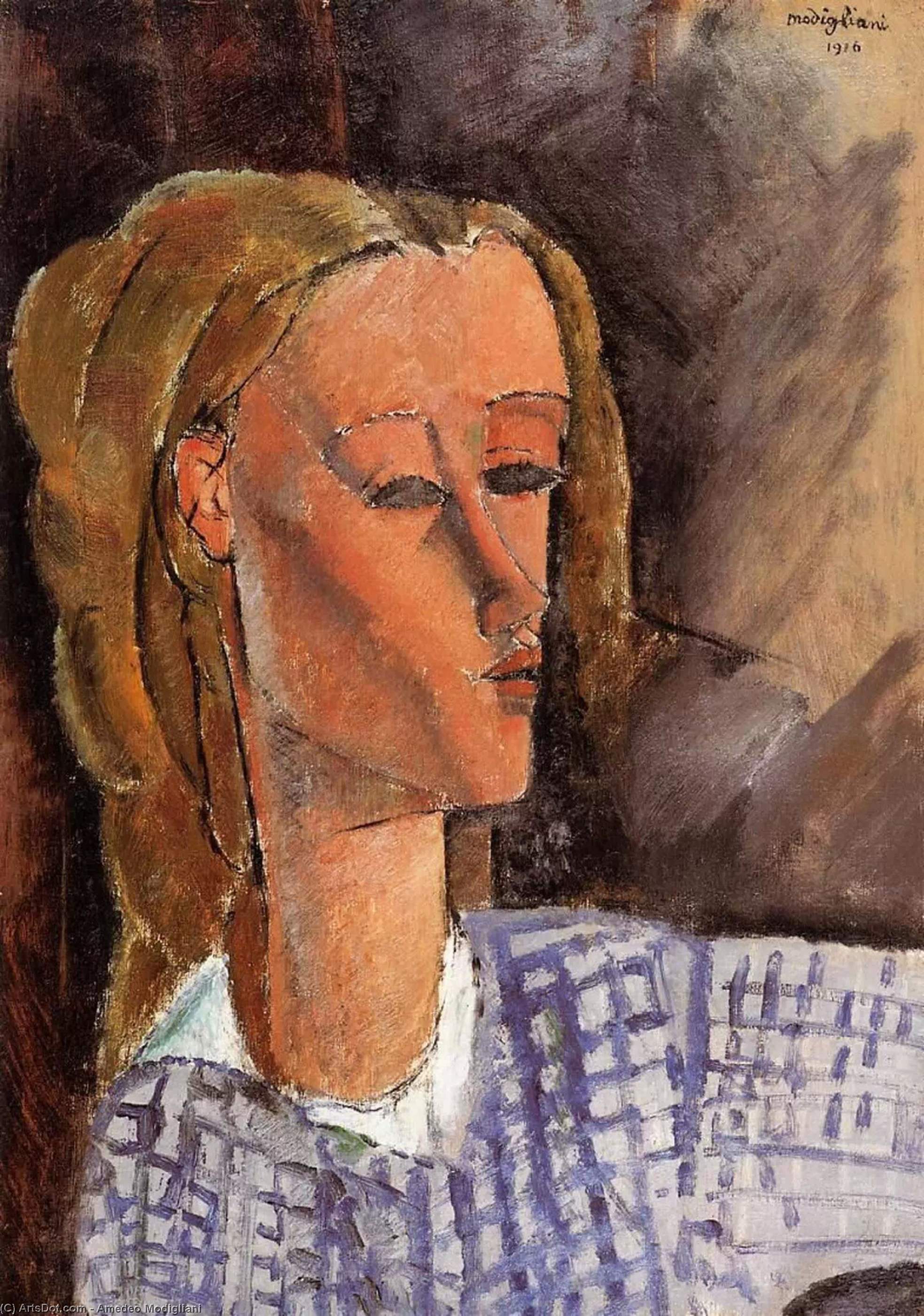 Wikoo.org - موسوعة الفنون الجميلة - اللوحة، العمل الفني Amedeo Modigliani - Portrait of Beatrice Hastings