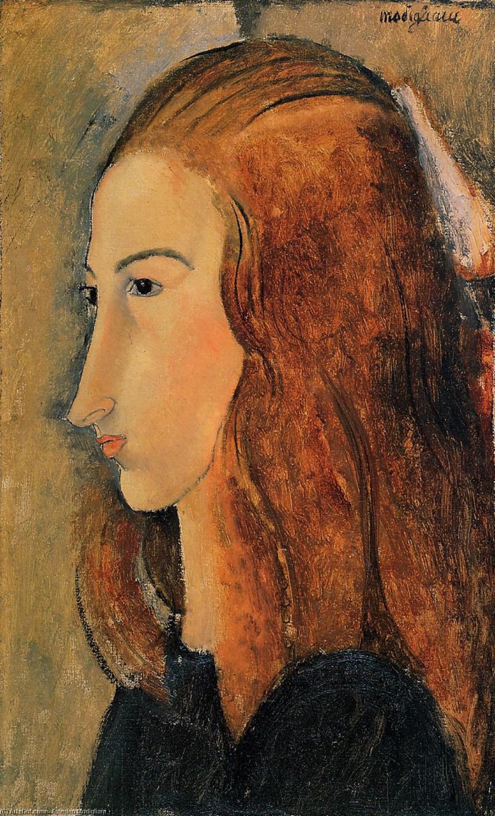Wikioo.org - The Encyclopedia of Fine Arts - Painting, Artwork by Amedeo Modigliani - Portrait of Jeanne Hebutern