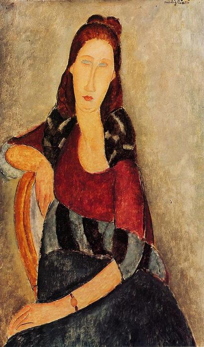 Wikioo.org - The Encyclopedia of Fine Arts - Painting, Artwork by Amedeo Modigliani - Portrait of Jeanne Hebuterne