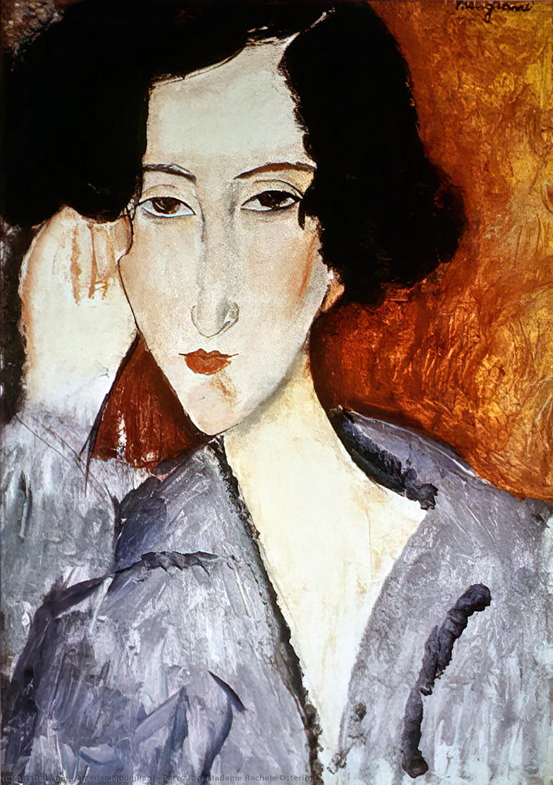 Wikioo.org - The Encyclopedia of Fine Arts - Painting, Artwork by Amedeo Modigliani - Portrait of Madame Rachele Osterlind