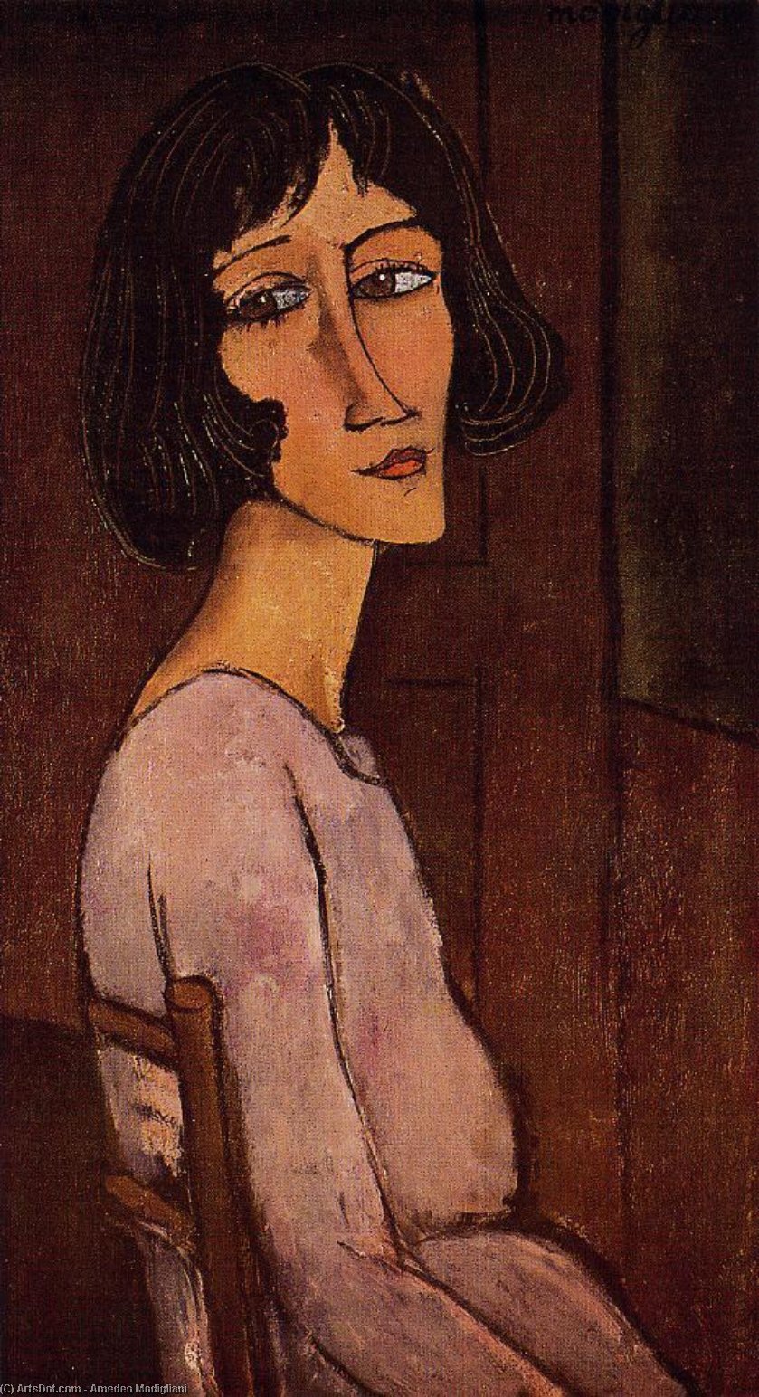 Wikoo.org - موسوعة الفنون الجميلة - اللوحة، العمل الفني Amedeo Modigliani - Portrait of Marguerite