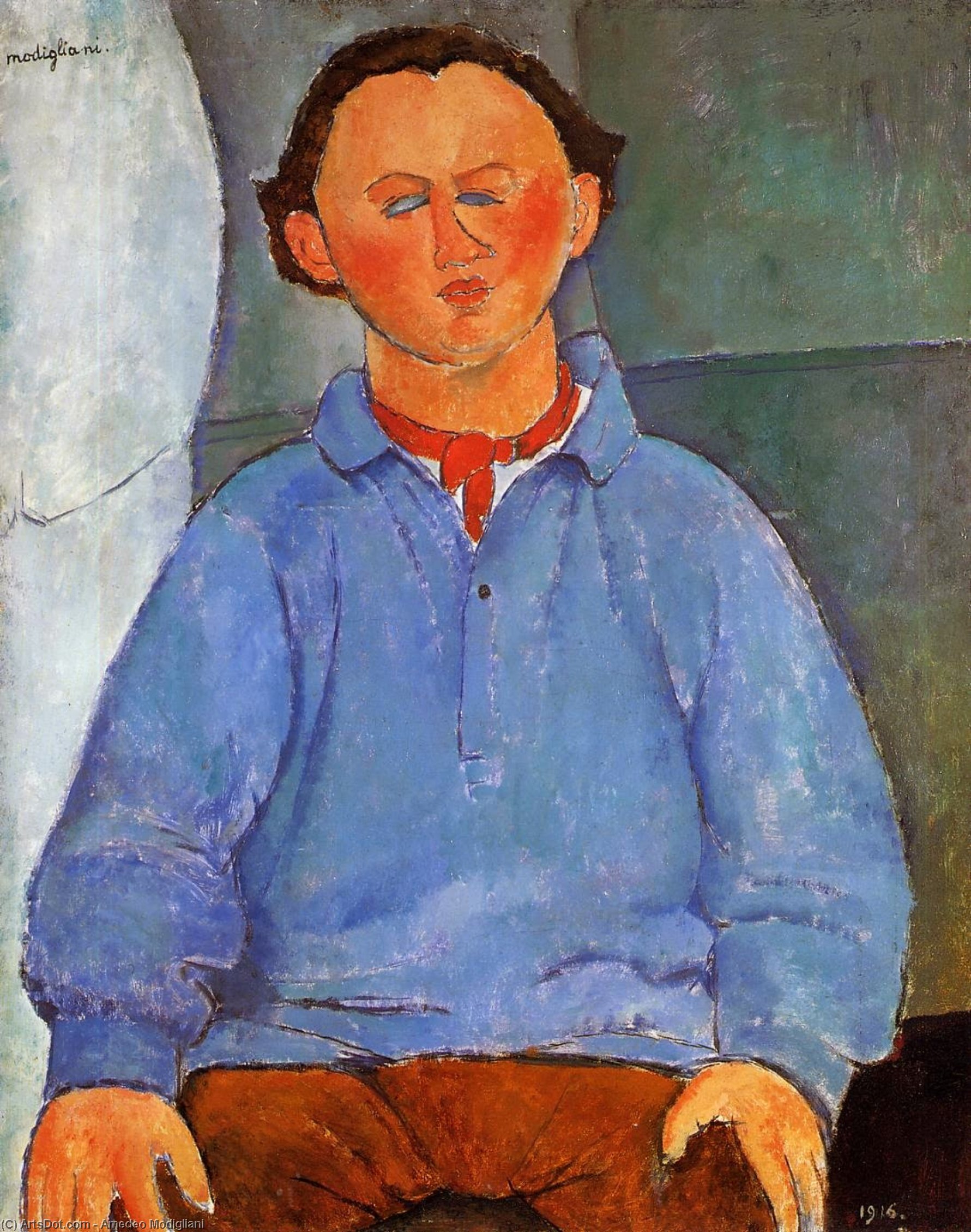 Wikioo.org - The Encyclopedia of Fine Arts - Painting, Artwork by Amedeo Modigliani - Portrait of Oscar Meistchaninoff