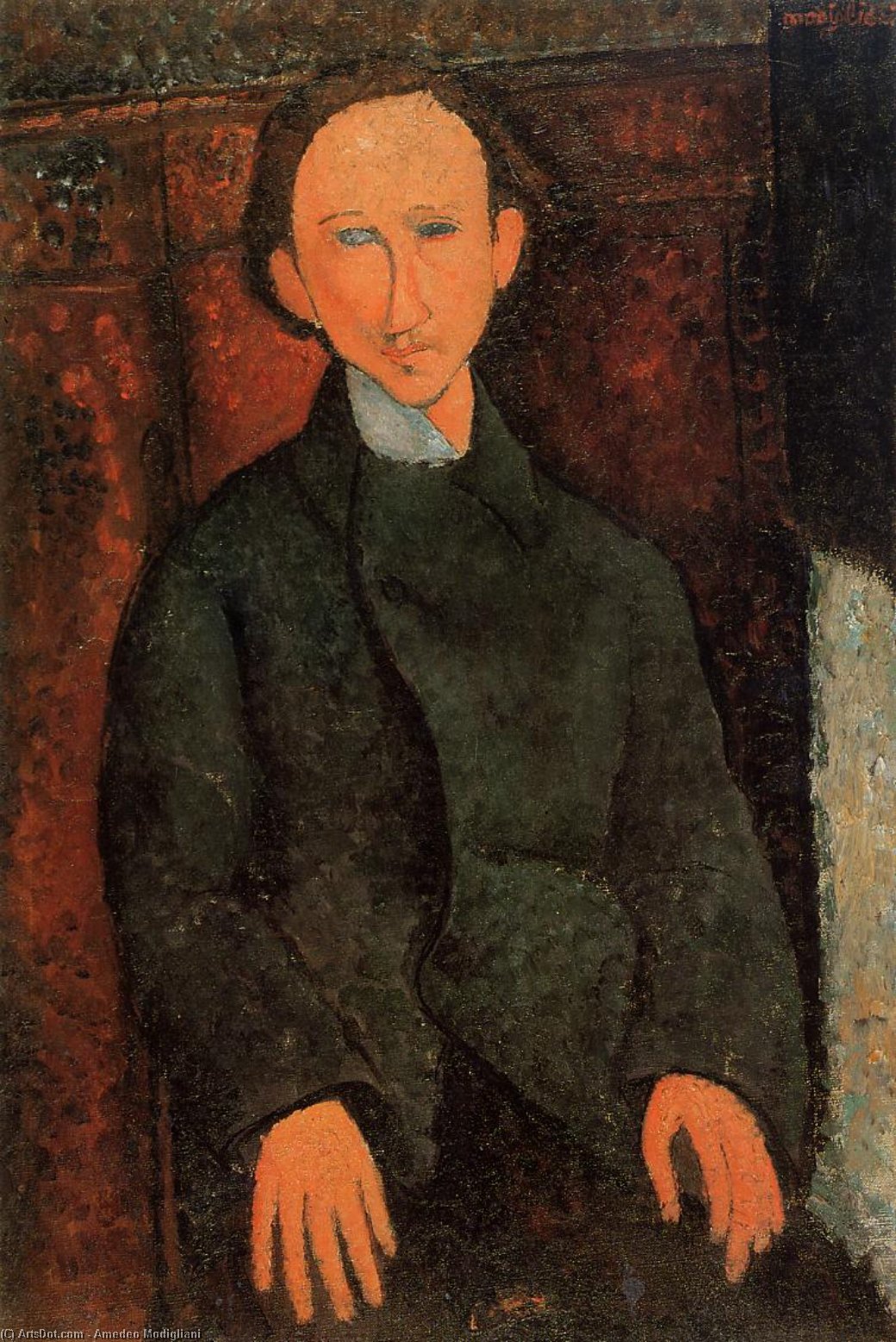 Wikioo.org - The Encyclopedia of Fine Arts - Painting, Artwork by Amedeo Modigliani - Portrait of Pinchus Kremenge