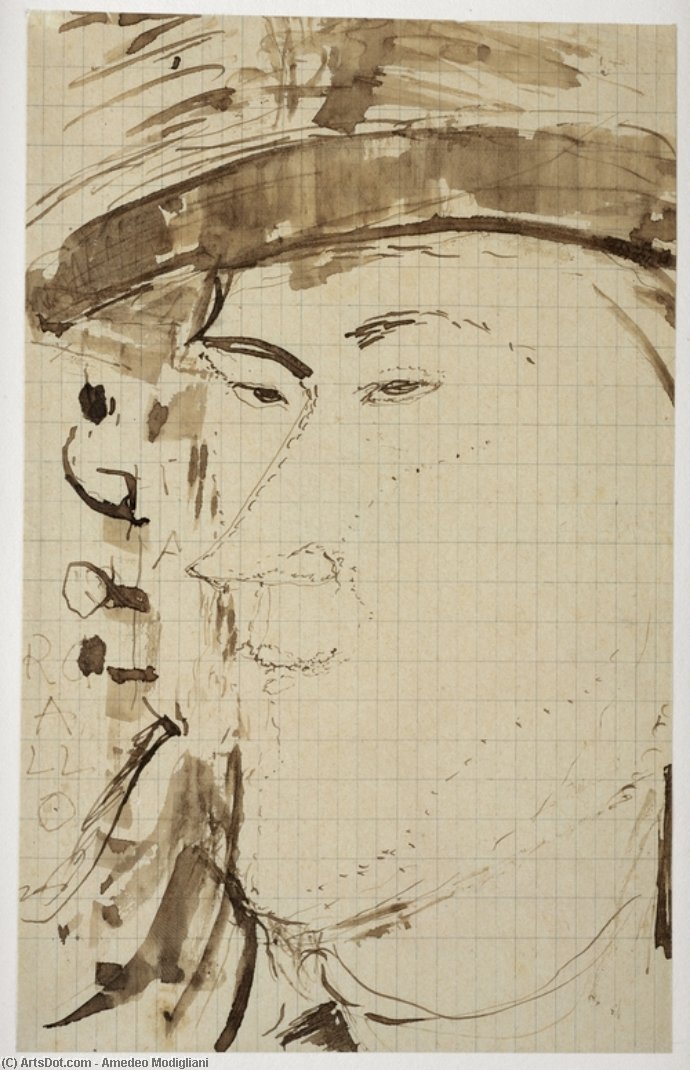 Wikioo.org – La Enciclopedia de las Bellas Artes - Pintura, Obras de arte de Amedeo Modigliani - Retrato del escultor Pablo Gargallo