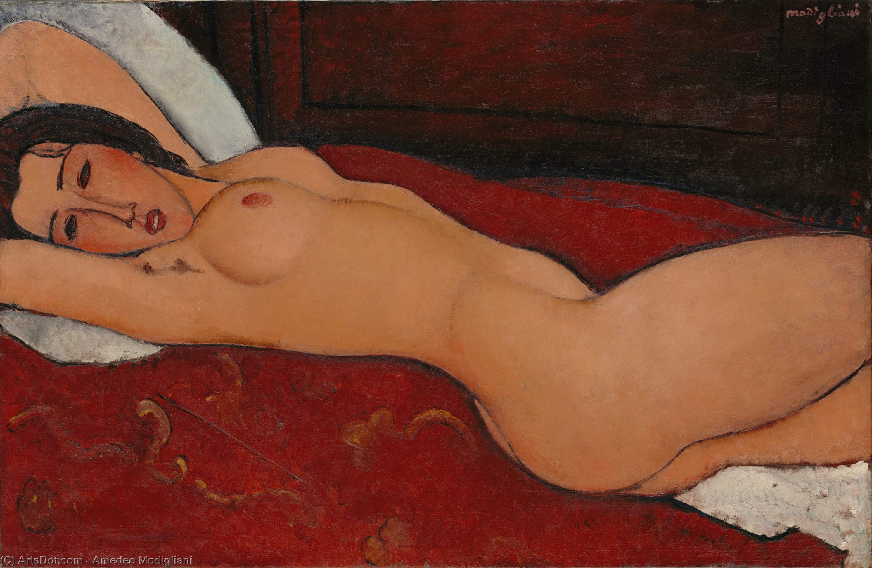 Wikoo.org - موسوعة الفنون الجميلة - اللوحة، العمل الفني Amedeo Modigliani - Reclining Nude 6