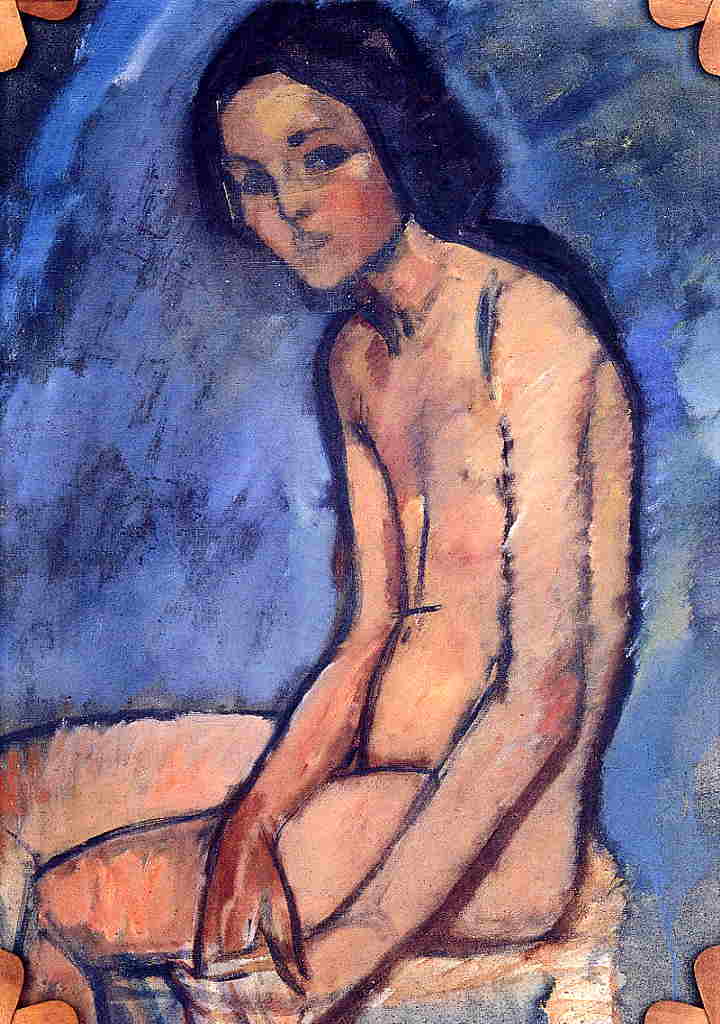 Wikioo.org – La Enciclopedia de las Bellas Artes - Pintura, Obras de arte de Amedeo Modigliani - Desnudo sentado