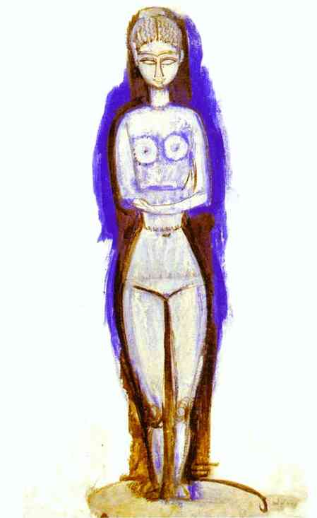 WikiOO.org - Encyclopedia of Fine Arts - Maalaus, taideteos Amedeo Modigliani - Standing Nude