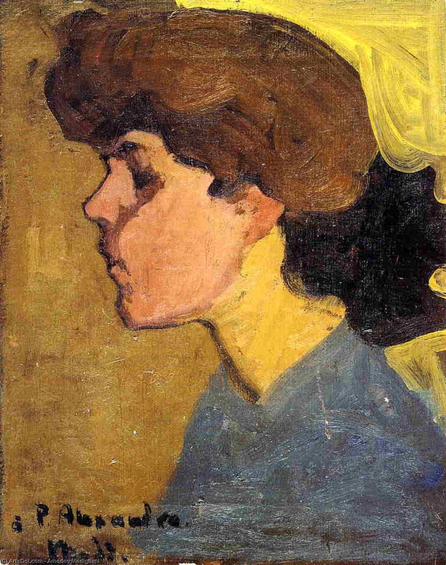 Wikioo.org - The Encyclopedia of Fine Arts - Painting, Artwork by Amedeo Modigliani - Woman's Head in Profile