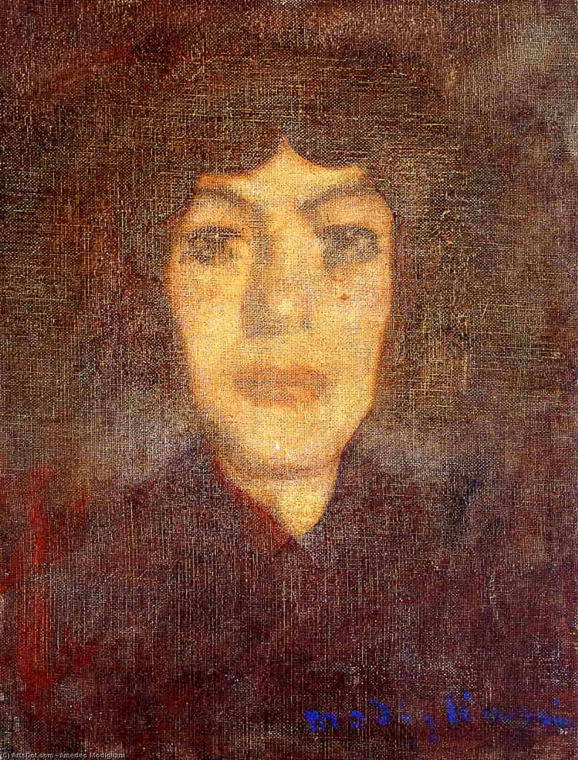 Wikioo.org - Bách khoa toàn thư về mỹ thuật - Vẽ tranh, Tác phẩm nghệ thuật Amedeo Modigliani - Woman's Head with Beauty Spot