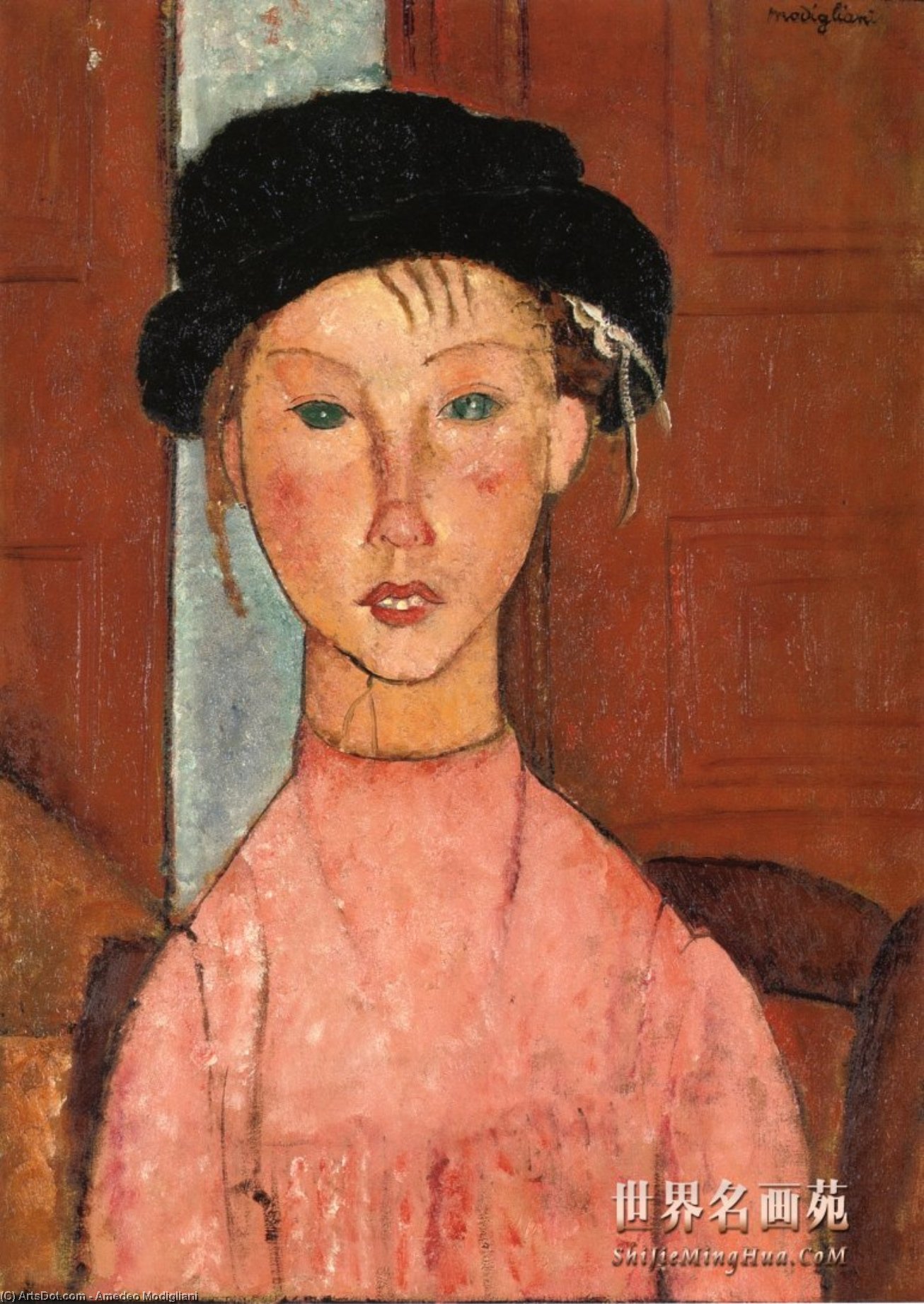 WikiOO.org - Encyclopedia of Fine Arts - Maleri, Artwork Amedeo Modigliani - Young Girl in Beret