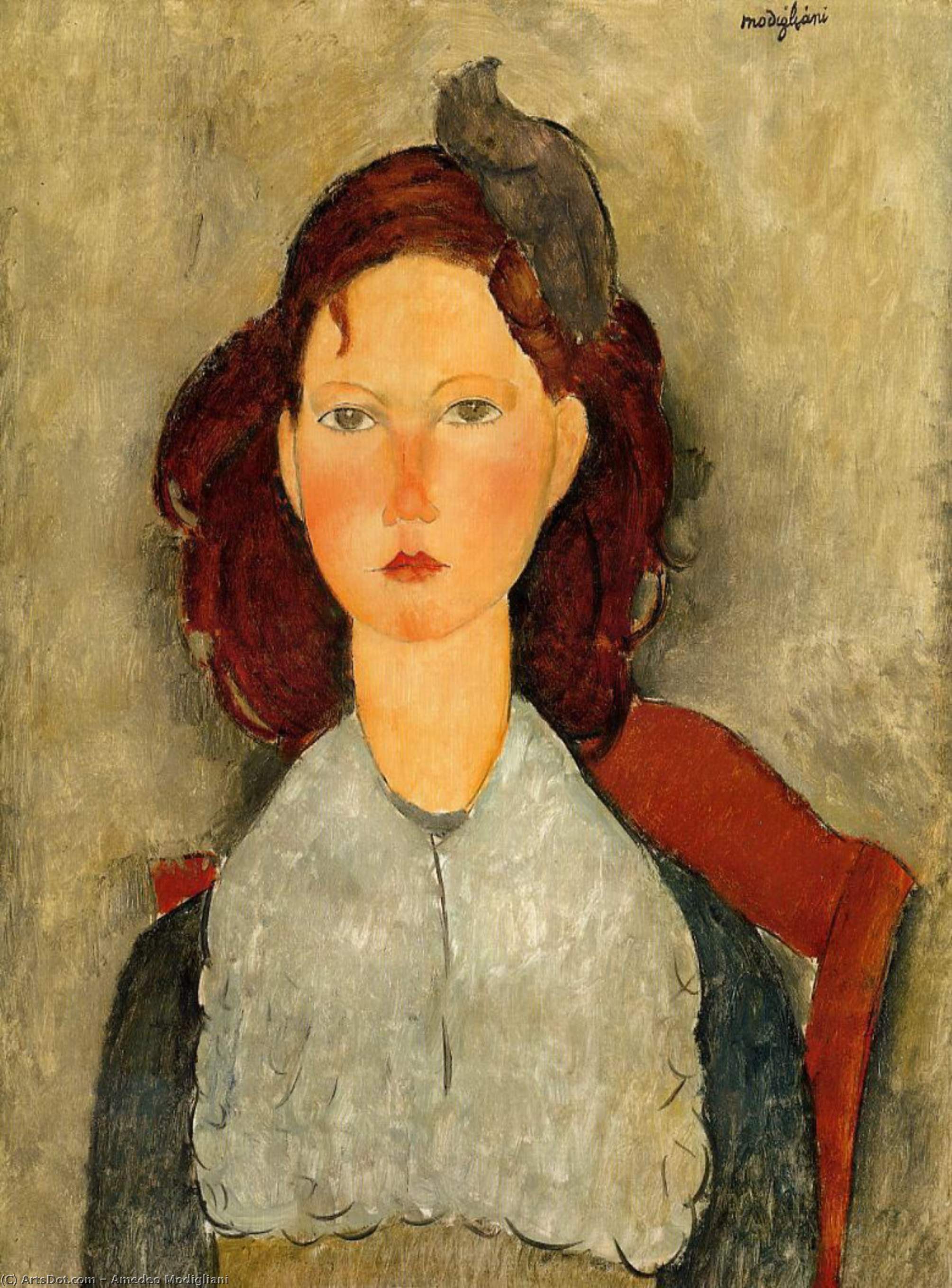 WikiOO.org - Εγκυκλοπαίδεια Καλών Τεχνών - Ζωγραφική, έργα τέχνης Amedeo Modigliani - Young Girl Seated