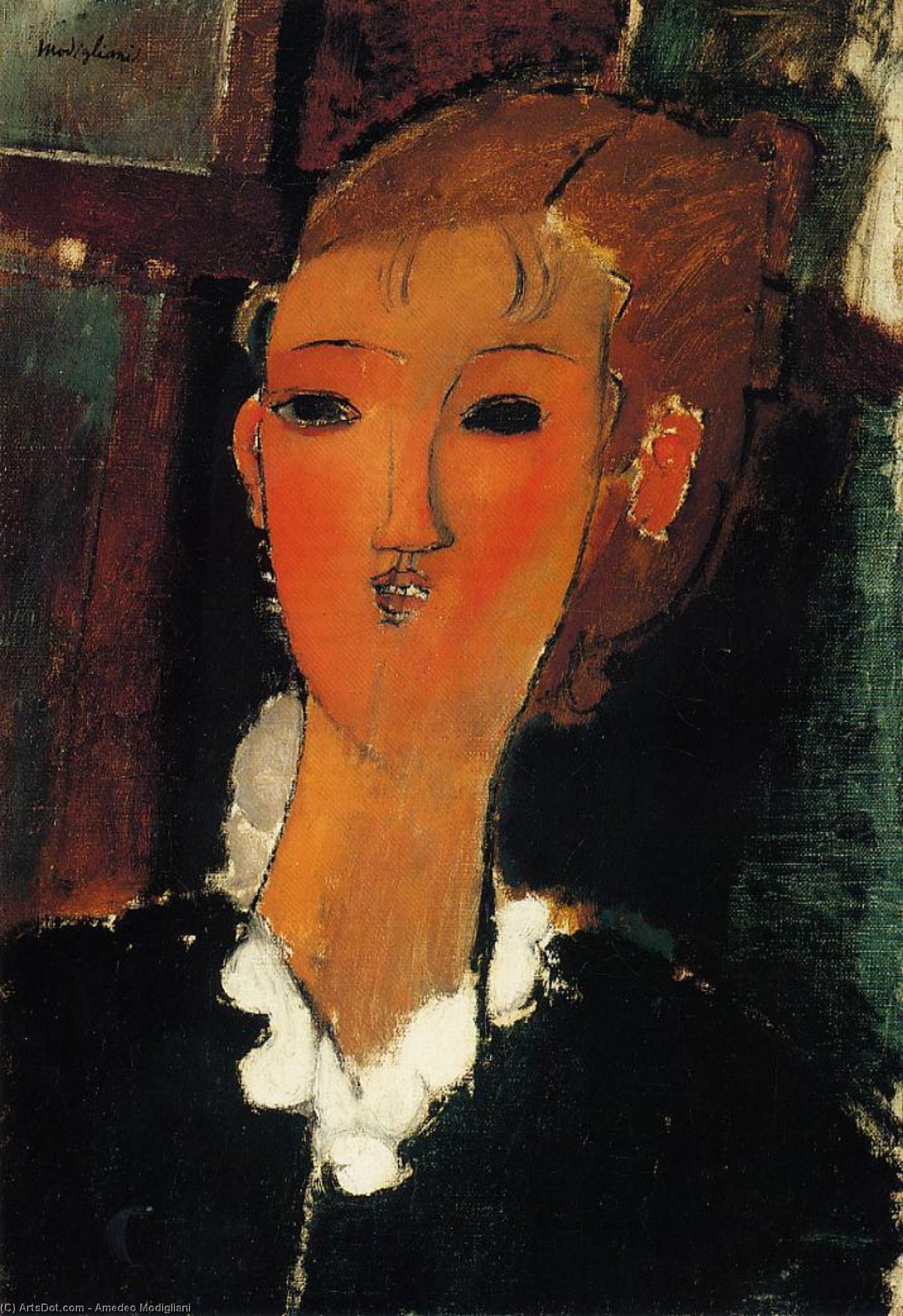 WikiOO.org - Encyclopedia of Fine Arts - Maleri, Artwork Amedeo Modigliani - Young Woman with a Small Ruff