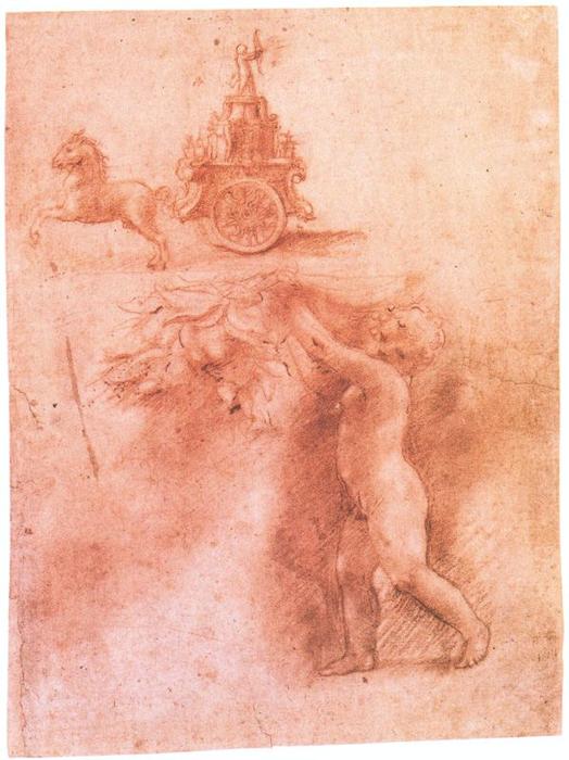 Wikioo.org - The Encyclopedia of Fine Arts - Painting, Artwork by Antonio Allegri Da Correggio - Putto with garland and love trumphant