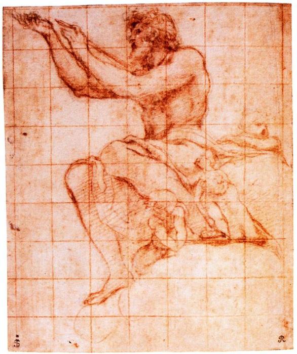 Wikioo.org - Encyklopedia Sztuk Pięknych - Malarstwo, Grafika Antonio Allegri Da Correggio - Seated male figure in profile, draped