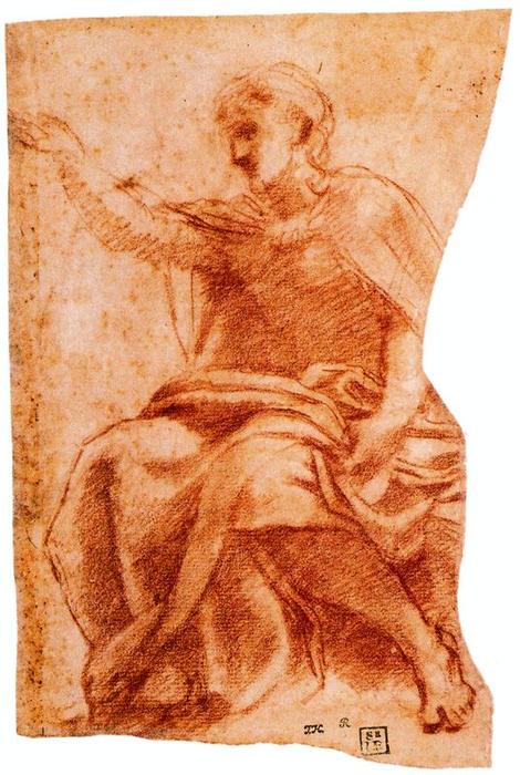 WikiOO.org - Enciclopedia of Fine Arts - Pictura, lucrări de artă Antonio Allegri Da Correggio - Seated male figure in profile, Idem