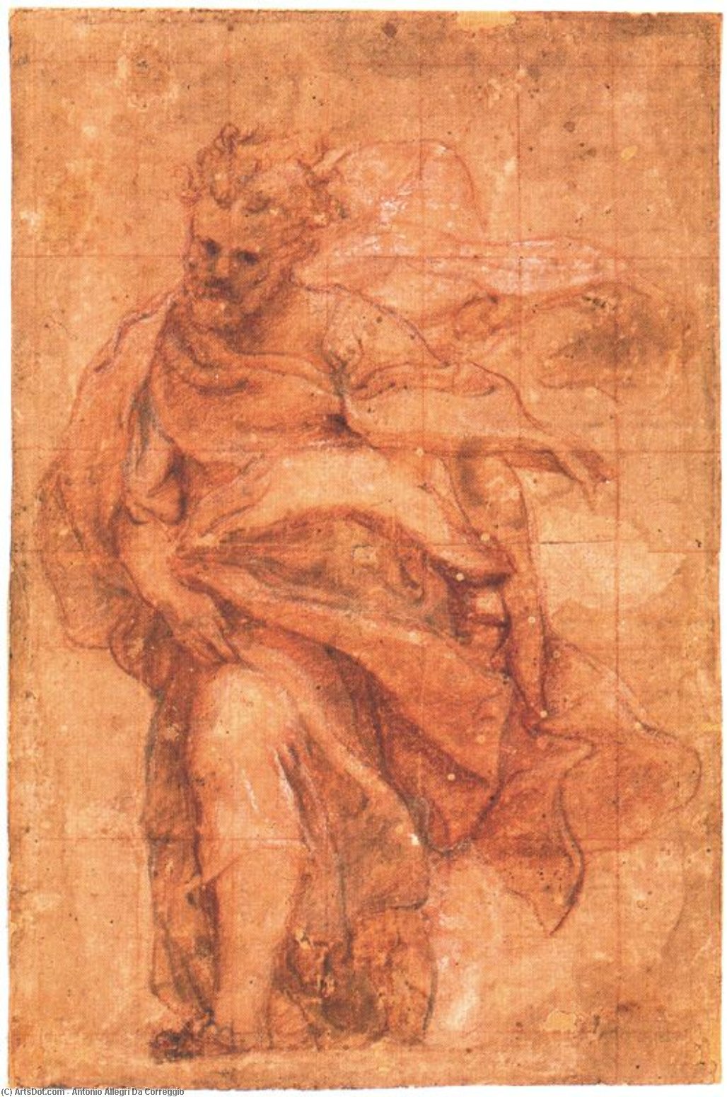 Wikioo.org - The Encyclopedia of Fine Arts - Painting, Artwork by Antonio Allegri Da Correggio - Study for an apostle 3