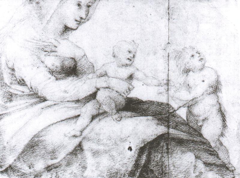 Wikioo.org - The Encyclopedia of Fine Arts - Painting, Artwork by Antonio Allegri Da Correggio - The Madonna and Child with Saint John the Baptist