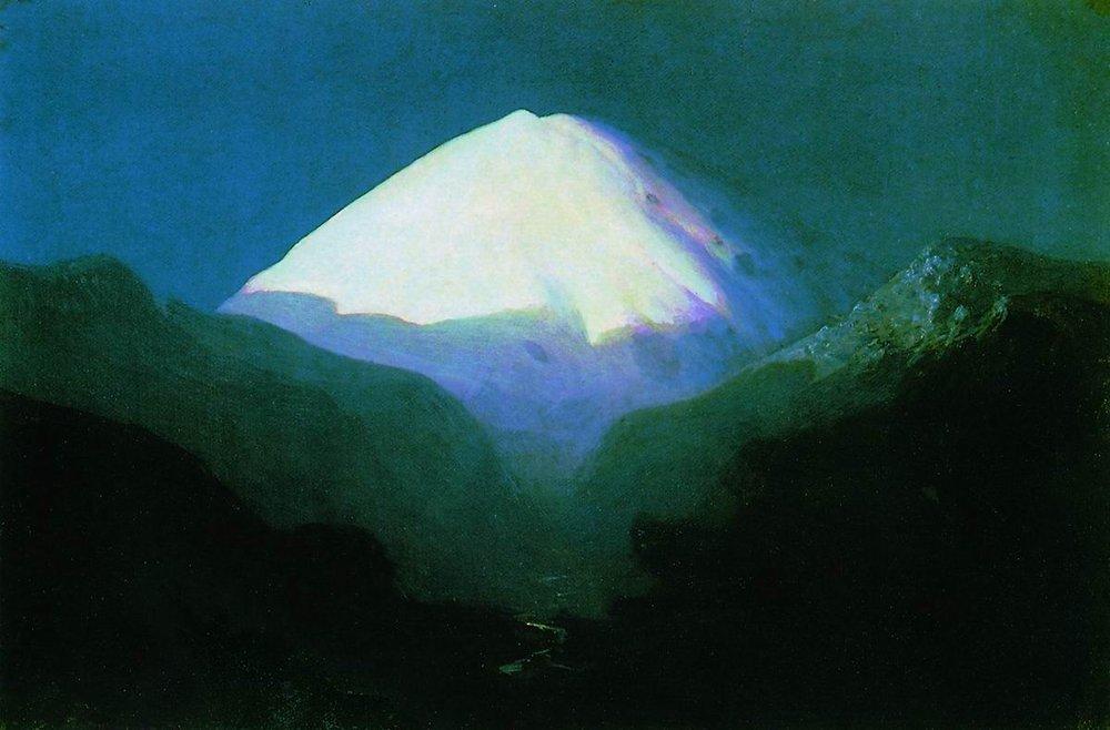Wikioo.org - The Encyclopedia of Fine Arts - Painting, Artwork by Arkhip Ivanovich Kuinji - Elbrus. Moonlit Night