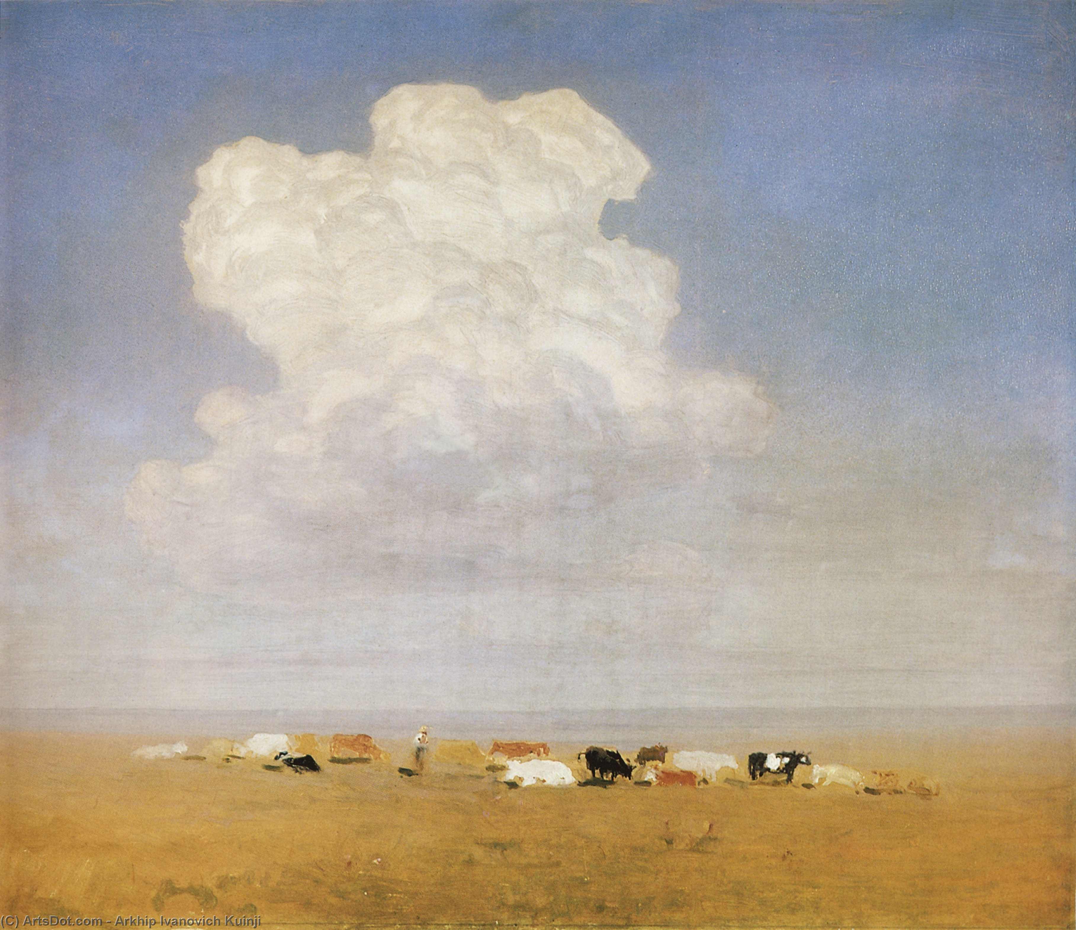 WikiOO.org - Encyclopedia of Fine Arts - Maleri, Artwork Arkhip Ivanovich Kuinji - Noon. Herd in the desert