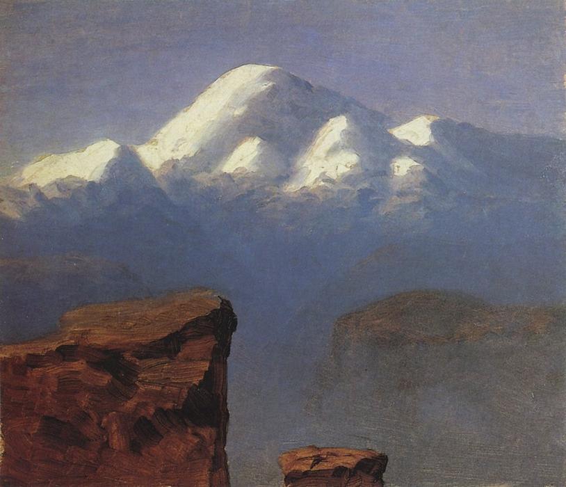 Wikioo.org - The Encyclopedia of Fine Arts - Painting, Artwork by Arkhip Ivanovich Kuinji - The top of Mount Elbrus in the Sunlight