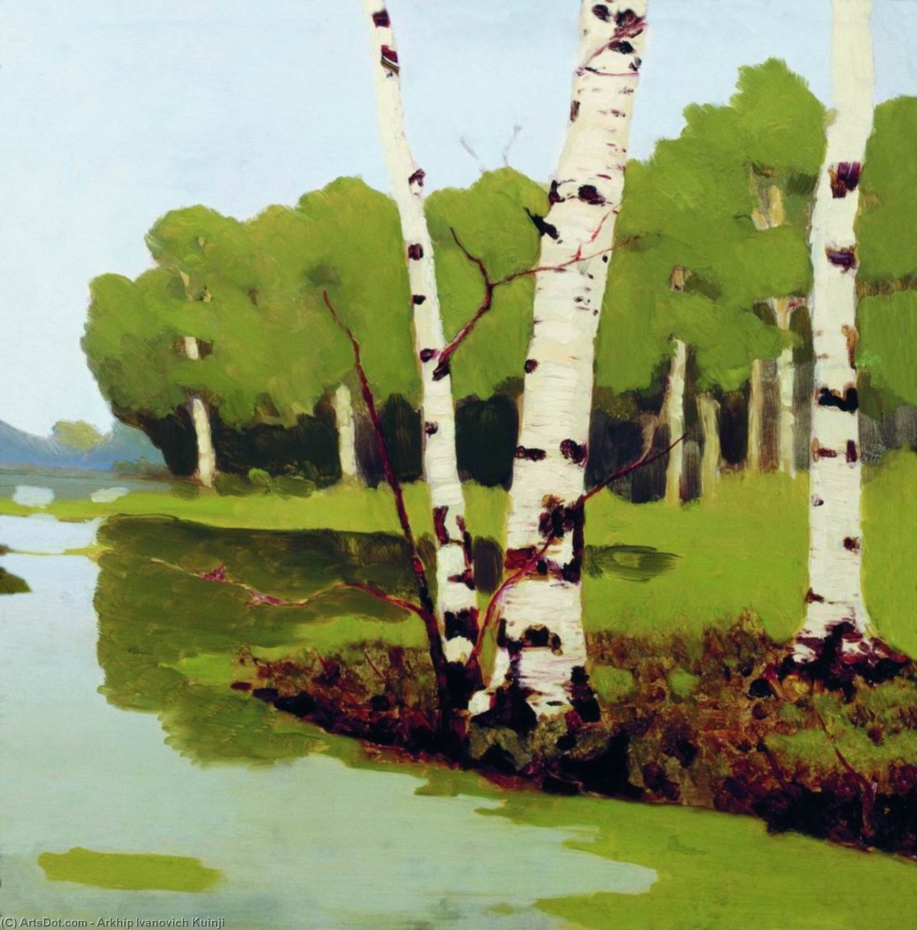 Wikioo.org - The Encyclopedia of Fine Arts - Painting, Artwork by Arkhip Ivanovich Kuinji - Trunks of birch trees