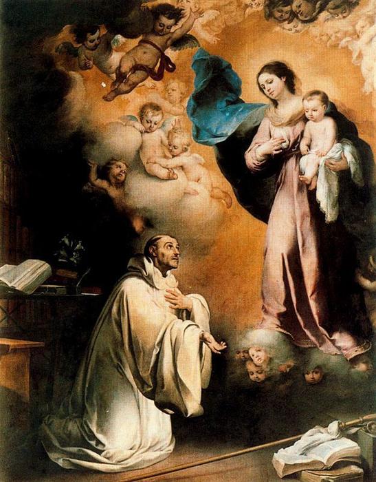 WikiOO.org - Encyclopedia of Fine Arts - Maalaus, taideteos Bartolome Esteban Murillo - Aparición de la Virgen a San Bernardo