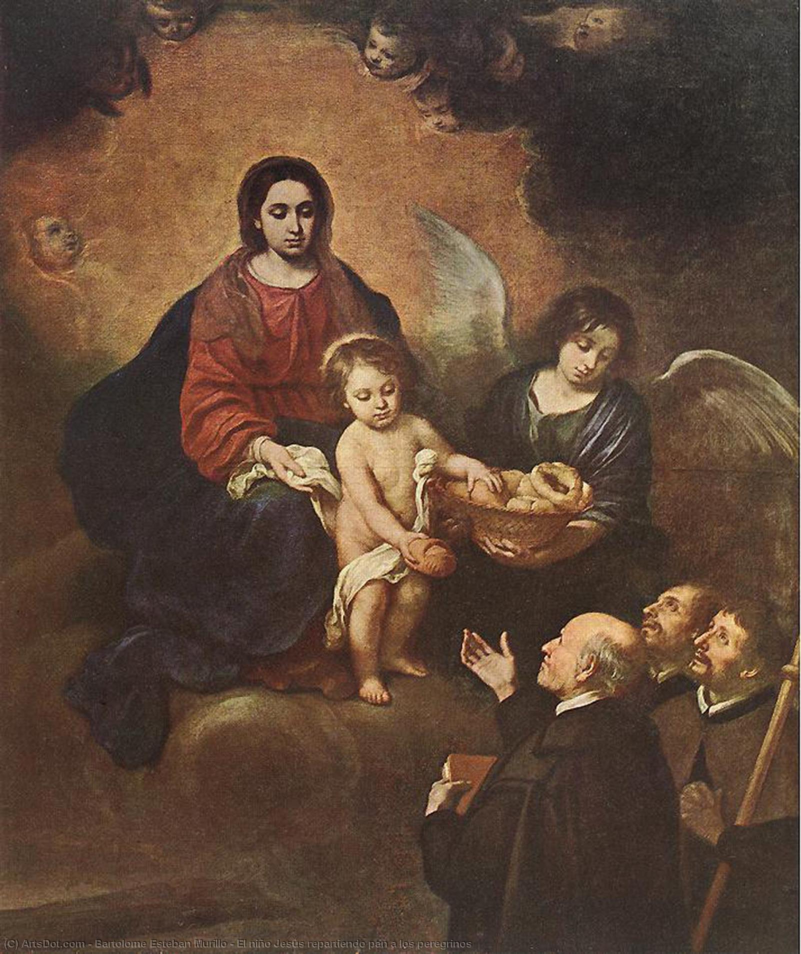 WikiOO.org - Encyclopedia of Fine Arts - Festés, Grafika Bartolome Esteban Murillo - El niño Jesús repartiendo pan a los peregrinos