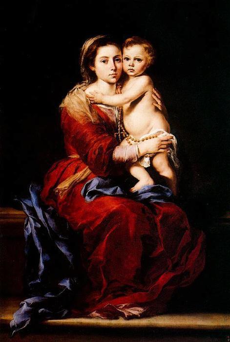 Wikioo.org – La Enciclopedia de las Bellas Artes - Pintura, Obras de arte de Bartolome Esteban Murillo - La Virgen del Rosario 1