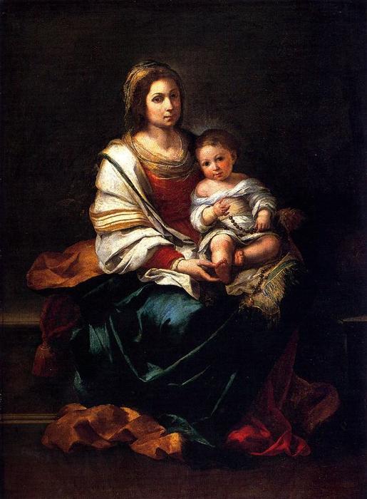 Wikioo.org – L'Enciclopedia delle Belle Arti - Pittura, Opere di Bartolome Esteban Murillo - La Virgen del Rosario con el Niño