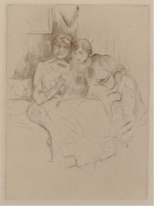 WikiOO.org - Енциклопедия за изящни изкуства - Живопис, Произведения на изкуството Berthe Morisot - Berthe Morisot Dessinant avec sa Fille