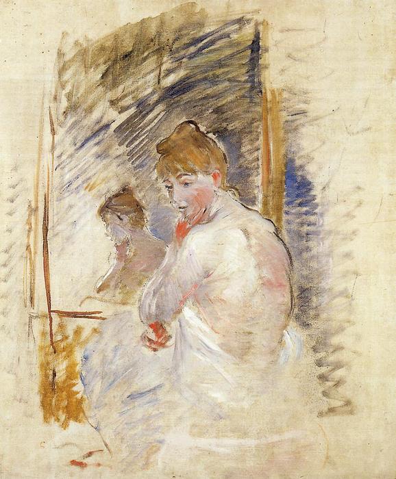 Wikoo.org - موسوعة الفنون الجميلة - اللوحة، العمل الفني Berthe Morisot - Getting out of Bed