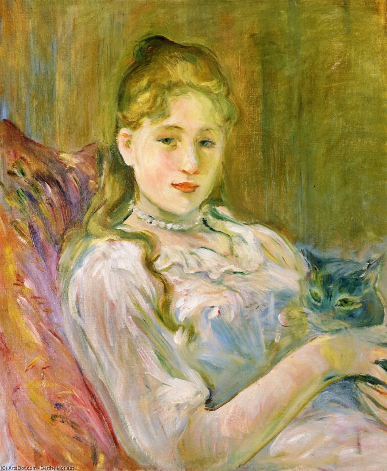 Wikioo.org - The Encyclopedia of Fine Arts - Painting, Artwork by Berthe Morisot - Girl with Cat