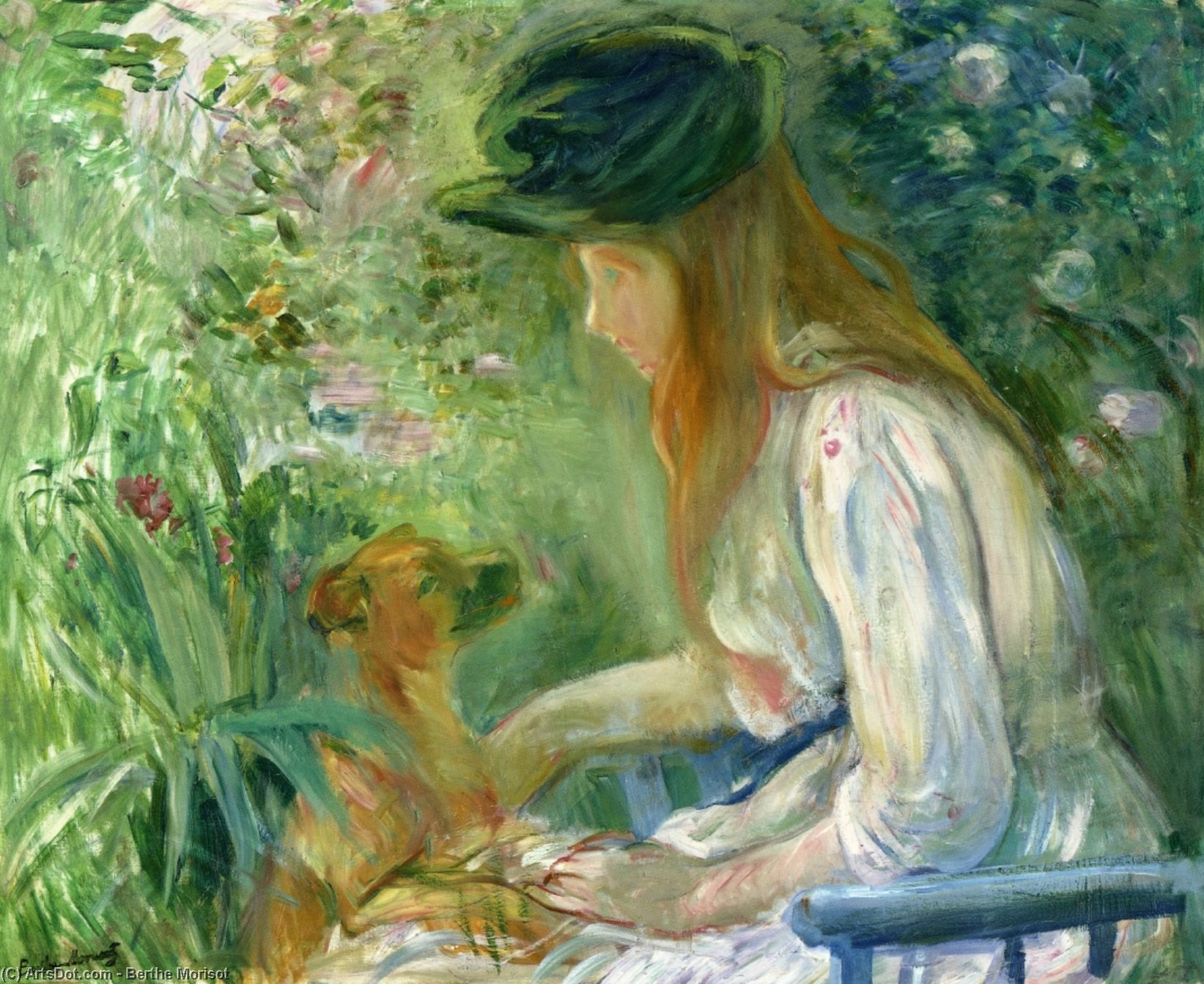 Wikioo.org - The Encyclopedia of Fine Arts - Painting, Artwork by Berthe Morisot - Girl with Dog 1